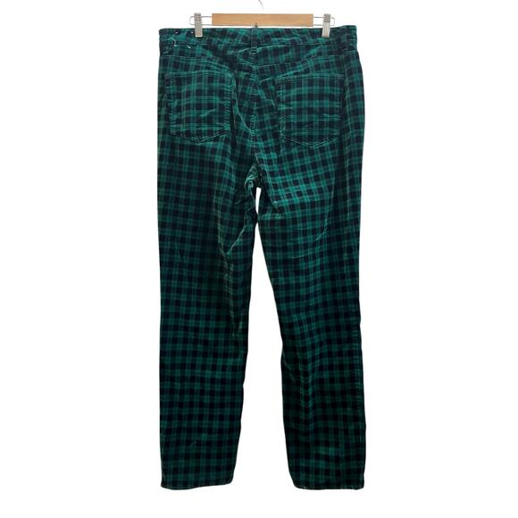 Talbots Size 14 Green Holiday Plaid Velveteen Straight Leg Pant 30 Inch Inseam - Picture 5 of 14